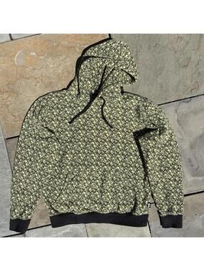 Stussy Rare Skull + Bones Pattern Hoodie Highlighter Yellow